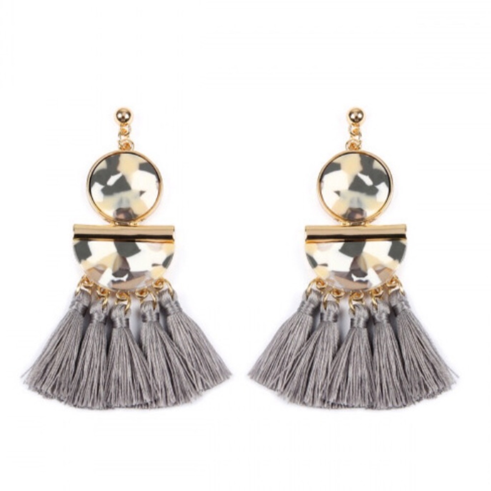 Gray Tassel Earrings